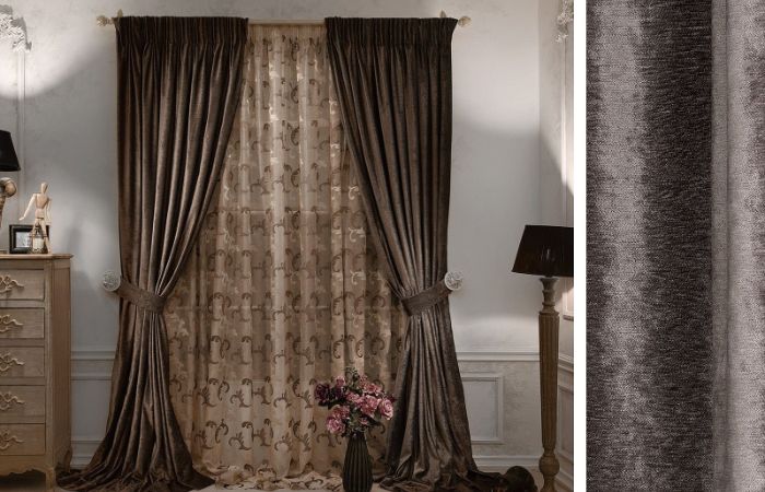 Brown colour velvet curtains