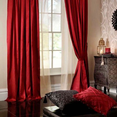 Silk red curtains